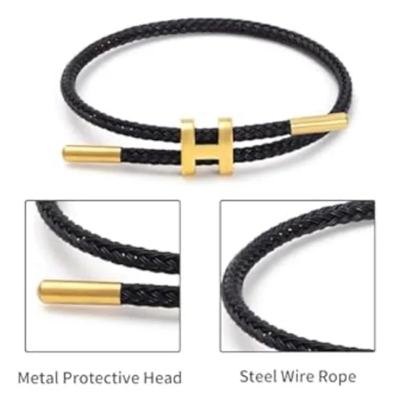 H-Shaped Buckle Steel Wire Bracelet Adjustable Bracelet Lucky Rope Bracelet - Picture 2 of 5